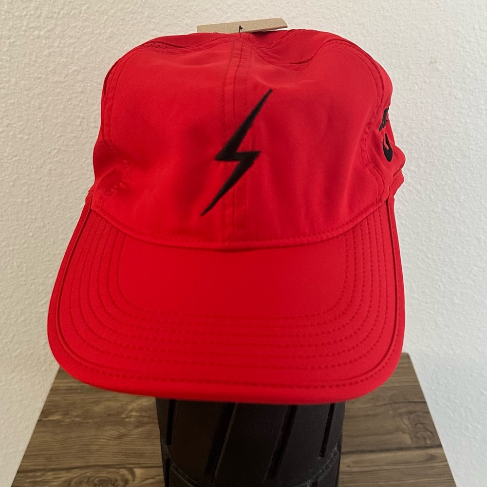 Unique Nike Bowerman Track Club Red Cap with Black Lightning Bolt